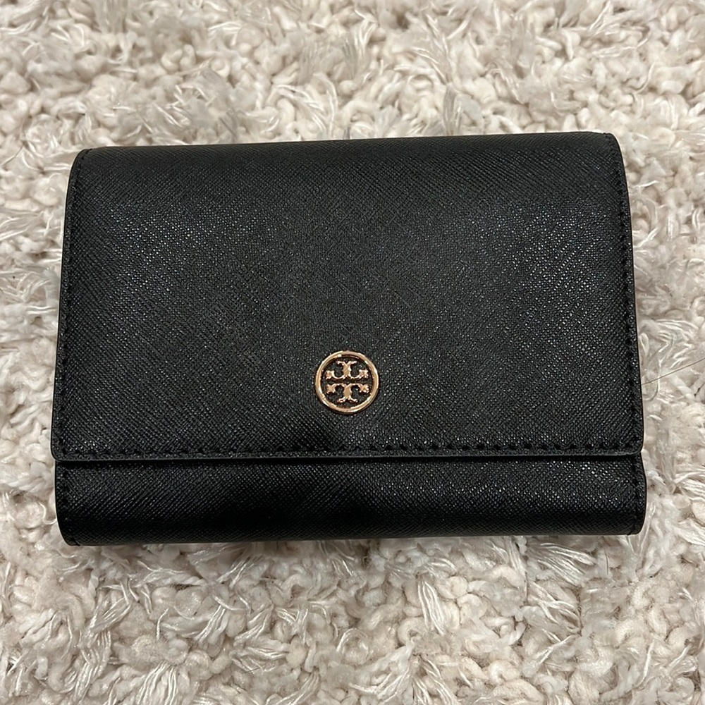 Tory Burch black trifold wallet